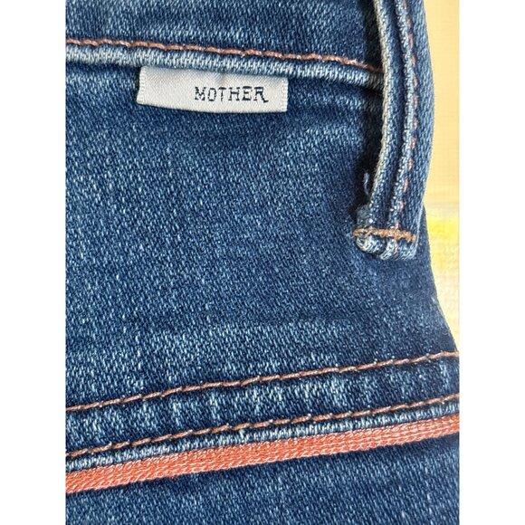Mother Jeans Size 26 The Snap Hustler Flare Ankle Piping Accent Stretch Med Blue - Picture 9 of 12